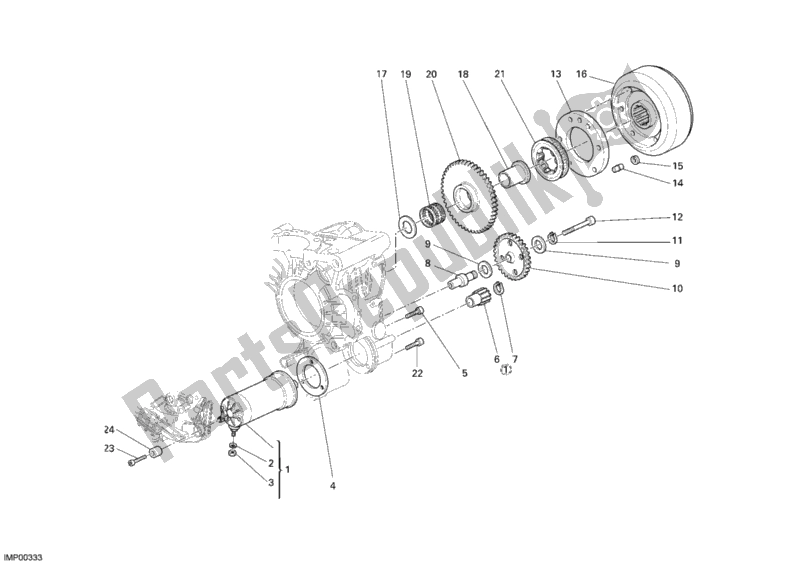 All parts for the Starting Motor of the Ducati Sportclassic Sport 1000 USA 2007